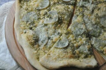 Homemade Thin Crust Pizza + Pesto + Potato